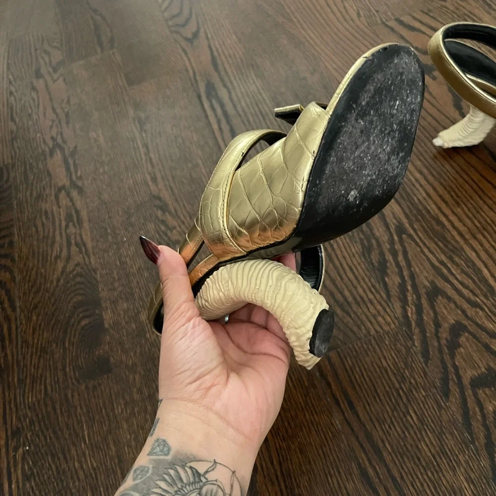 Givenchy Gold Croc-Embossed Heels - Picture 7 of 11